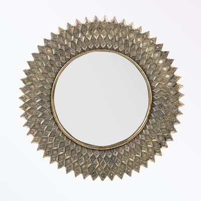 Kegler Window Pane Metal Framed Wall Mounted Accent Mirror in Gold