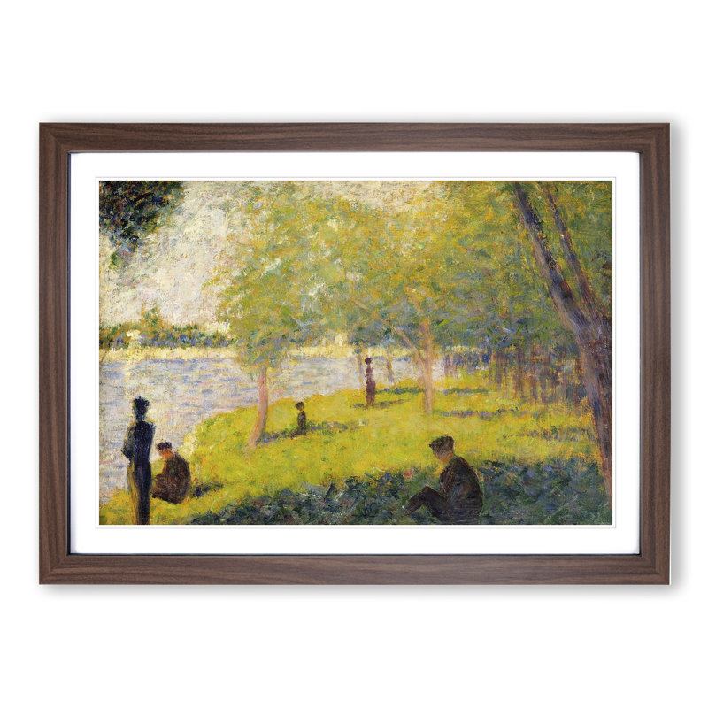 Study for La Grande Jatte Vol.2 by Georges Seurat - Picture Frame Painting on MDF, 36cm H x 48cm W x 2cm D, Walnut Framed