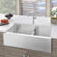 Quatrus 33" L X 19" W Double Bowl Stainless Steel Farmhouse Sink with Low Divide