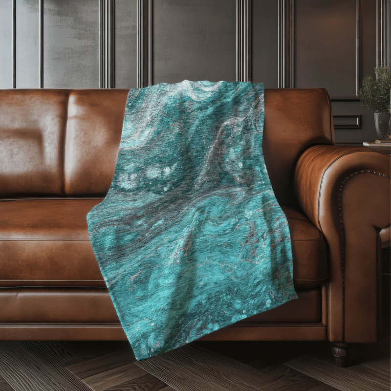 Jeté en sherpa Addison, Bleu sarcelle abstrait 4
