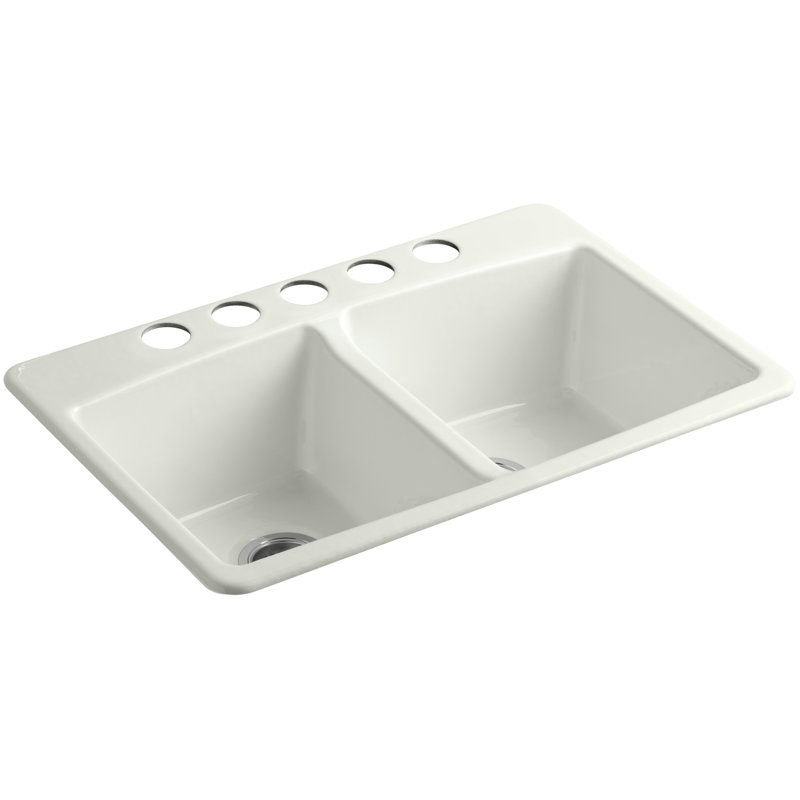Brookfield 33" L x 22" W x 9-5/8" Under-Mount Double-Equal Kitchen Sink, Dune