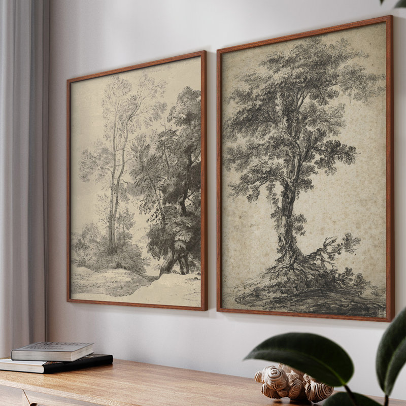 Vintage  Sketch I  -Framed Giclee Print - Set of 2 (Set of 2)