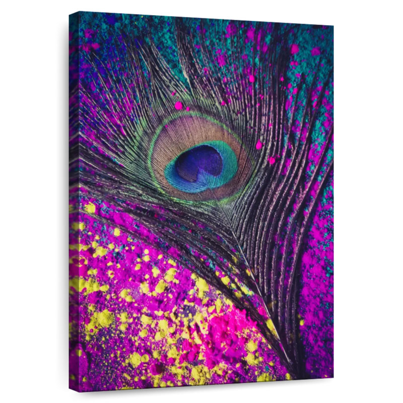 Kerner Speckled Peacock Feather, 24" H x 16" W