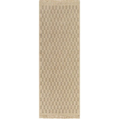 Outdoor Jute-Look Checkered Rug Tan/Brown_MGE2310