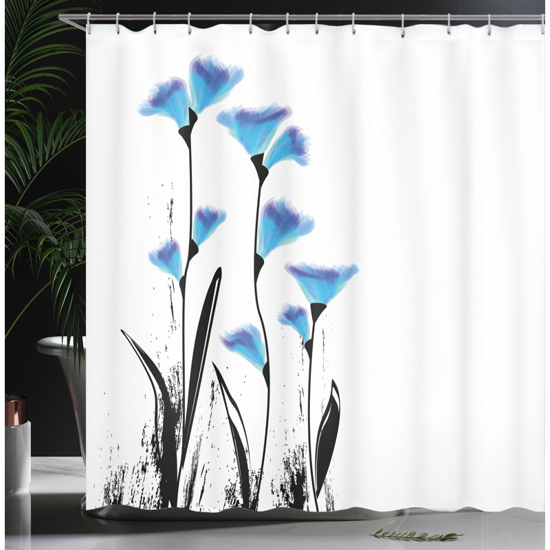 Floral Shower Curtain with Hooks Included, 70" H x 69" W