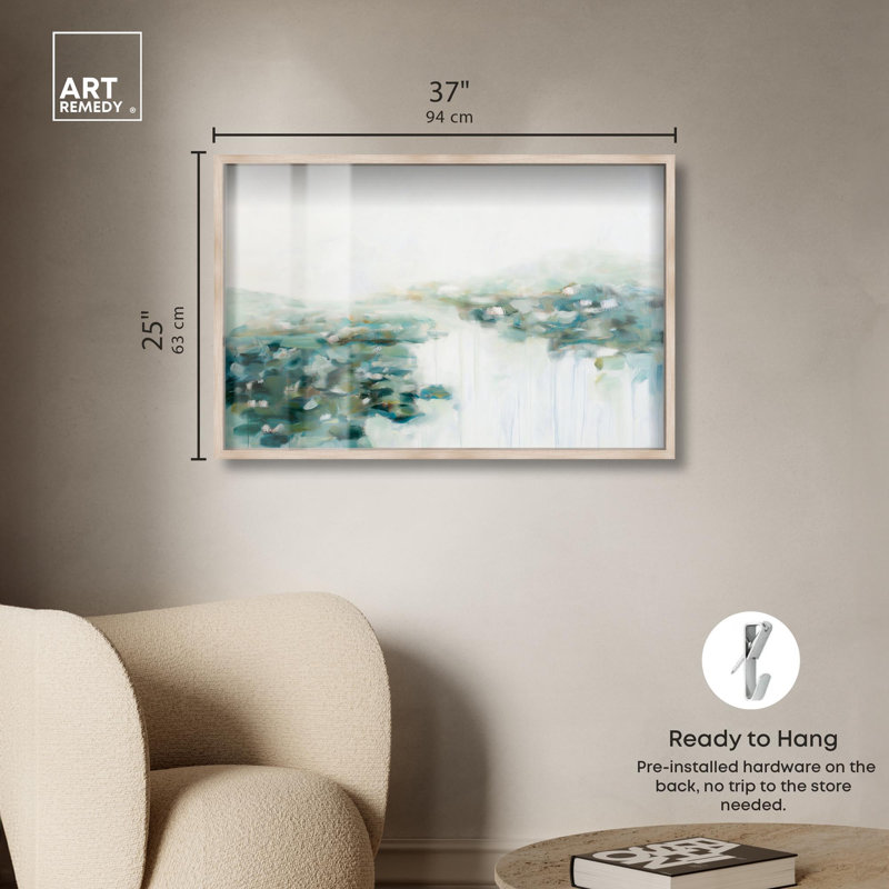 Lumina Aquatica, boîte aux ombres, art minimaliste par Art Remedy, H 25 po x l 37 po, Crème, crème