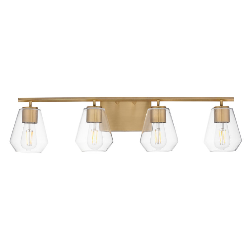 Meuble-lavabo Geode, Laiton vieilli naturel, 31,25 po de largeur, Quatre lumières