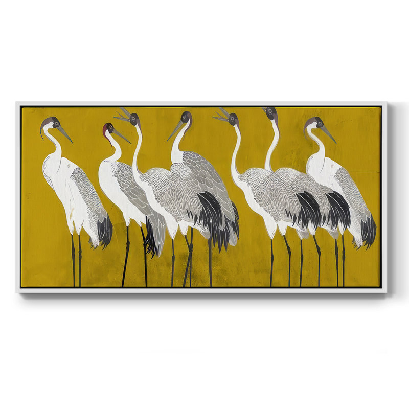 Chanson de la grue I - Toile tendue avec châssis encadré - Prêt à être accroché, 17" H x 33" W, Blanc