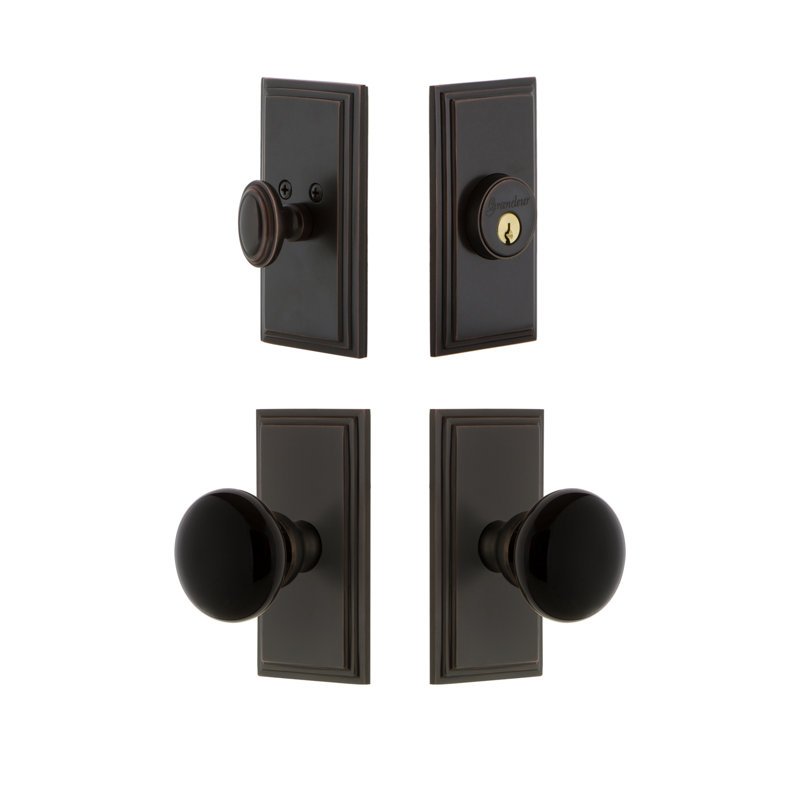 Carré Complete Entry Knob Set with Deadbolt, Timeless Bronze, 2.75"