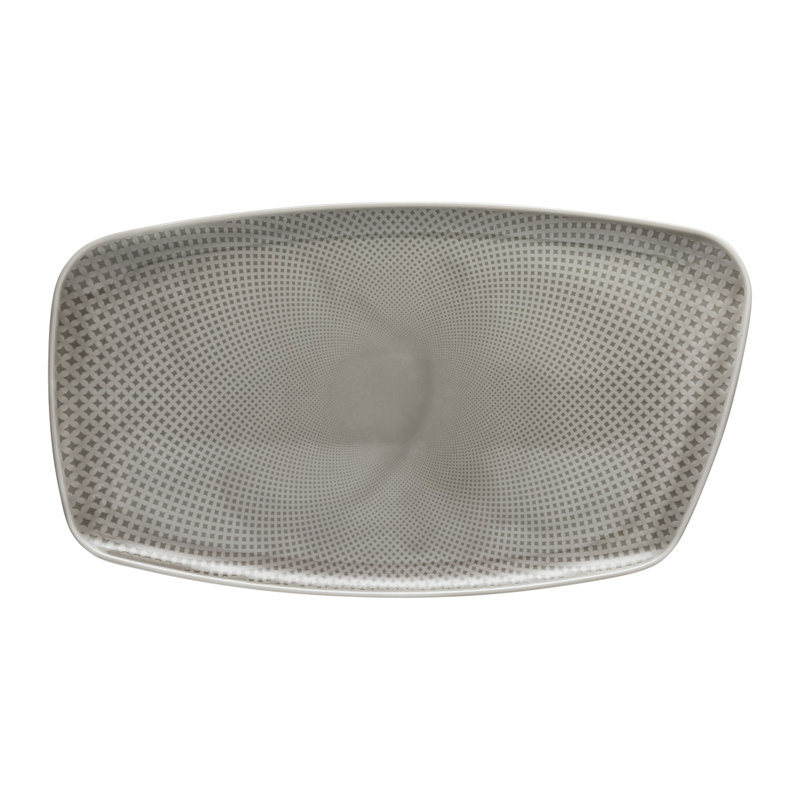 Junto Porcelain China Platter, Pearl Gray, 0.75" H x 8.25" W x 14.25" L