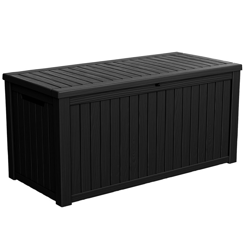 Vbal 180 Gallons Water Resistant Resin Lockable Deck Box, Black