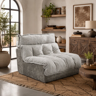 Canapé Cloud une place, canapé modulable avec coussin double couche en chenille, gris, pour salon, chambre et appartement