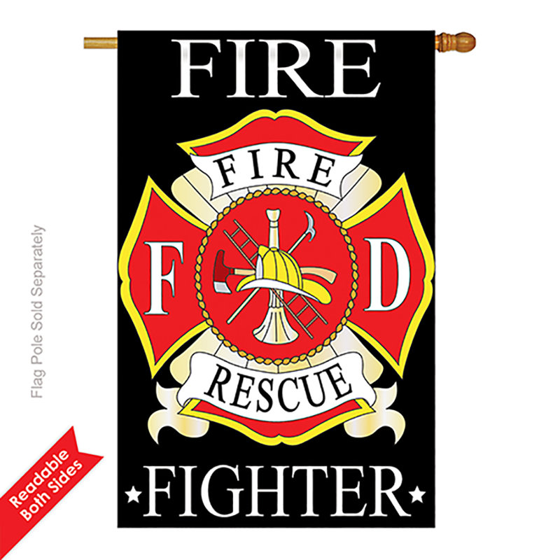 Drapeau maison à double face 28" x 40" à double face fire fighter americana