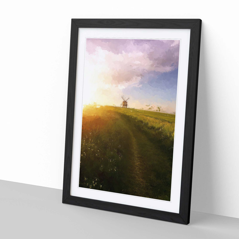 Windmill upon a Hill in Warwickshire in Abstract - Framed Print, 76cm H x 50cm W x 2cm D, Black