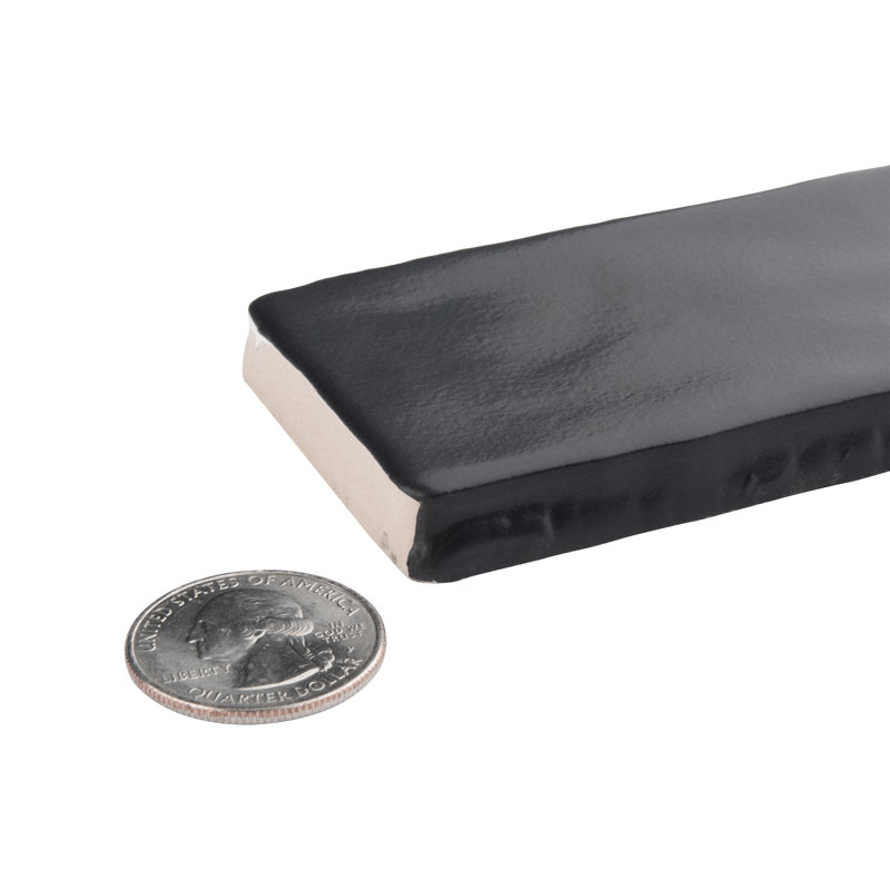 Chester 2" x 10" Ceramic Brick Look Subway Tile, Black