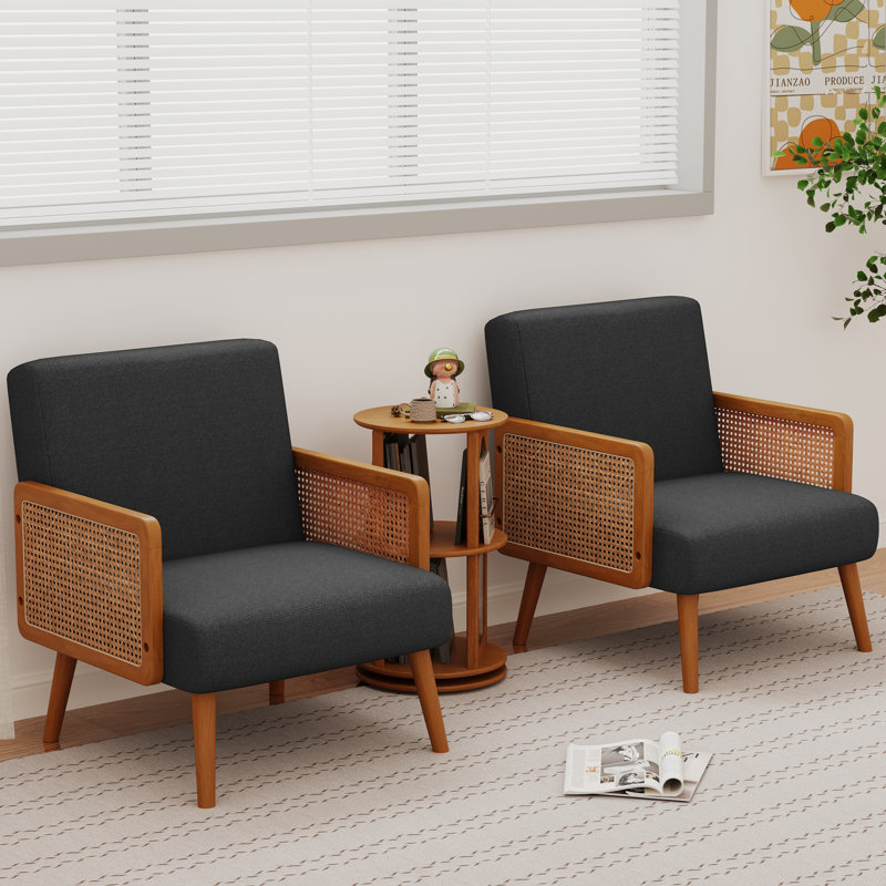 Stocksbridge Upholstered Armchair, Black Linen