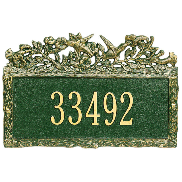 Plaque d'adresse murale 1 ligne Woodland, Cuivre antique, Oui