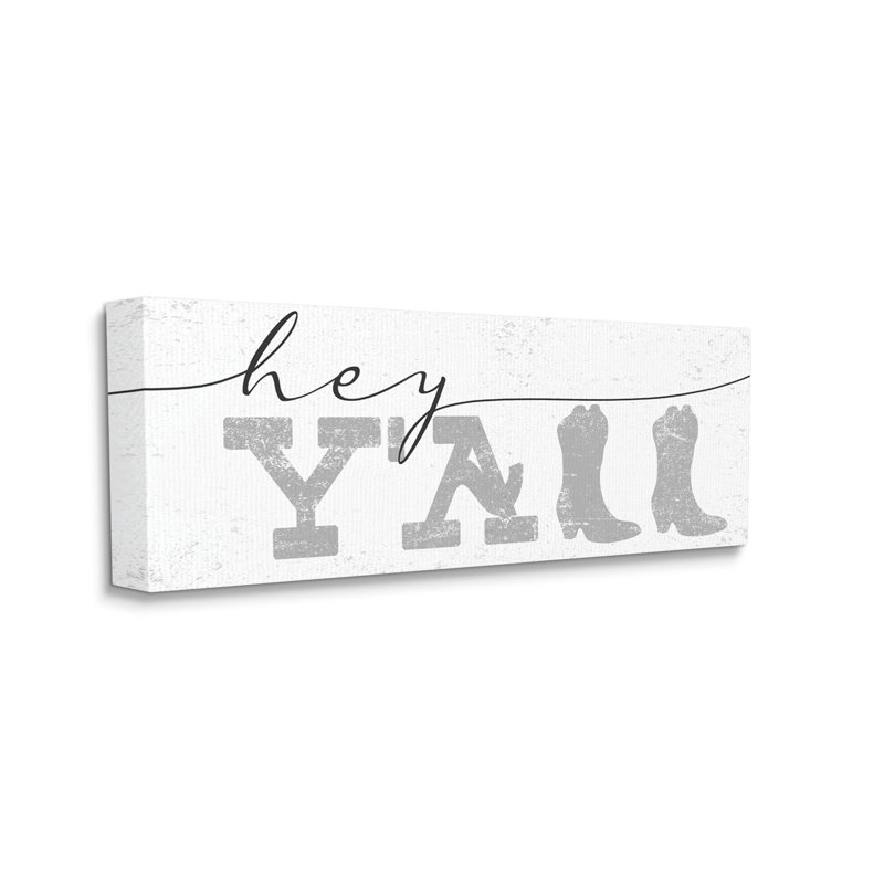 «Hey Y'all Expression Western Cowboy», typographie patinée, Toile tendue, H 13 po x l 30 po x P 1,5 po