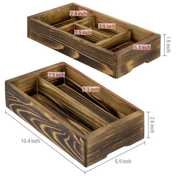 4 Compartment Solid Wood Makeup Organizer (Set of 2) Millwood Pines