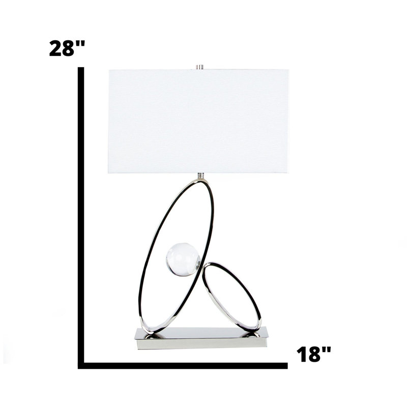 Modern White Linen Table Lamp with Chrome Finish