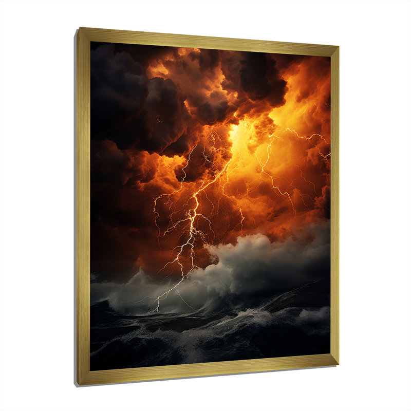 Houdemont orange Fury Unleashed Storm I, Encadrement doré, H 40 po x l 30 po x P 1,5 po