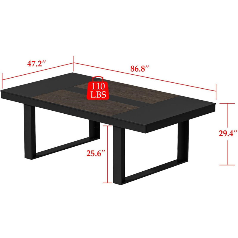 Bureau rectangulaire l 86,8 po, Noir