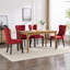 2 chaises de salle à manger en velours bourgogne. Capitonnage contemporain, structure en bois massif, coussin éponge à rebond élevé, revêtement classique élégant 2, look luxueux, assise confortable, base-1711290730-1711290733