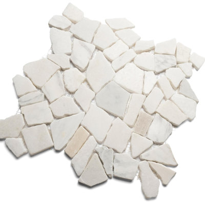 Carreaux de mosaïque en pierre de galets blanc laiteux de 12 po x 12 po CNK Tiles