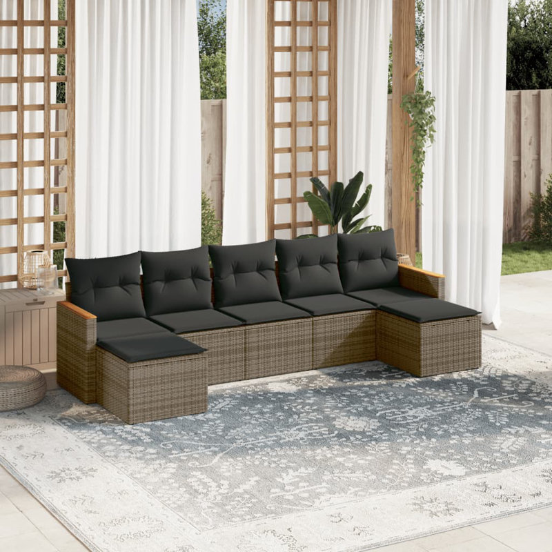 Vidaxl Garden Sofa Set PE Rattan, Powder-Coated Steel, Polyester