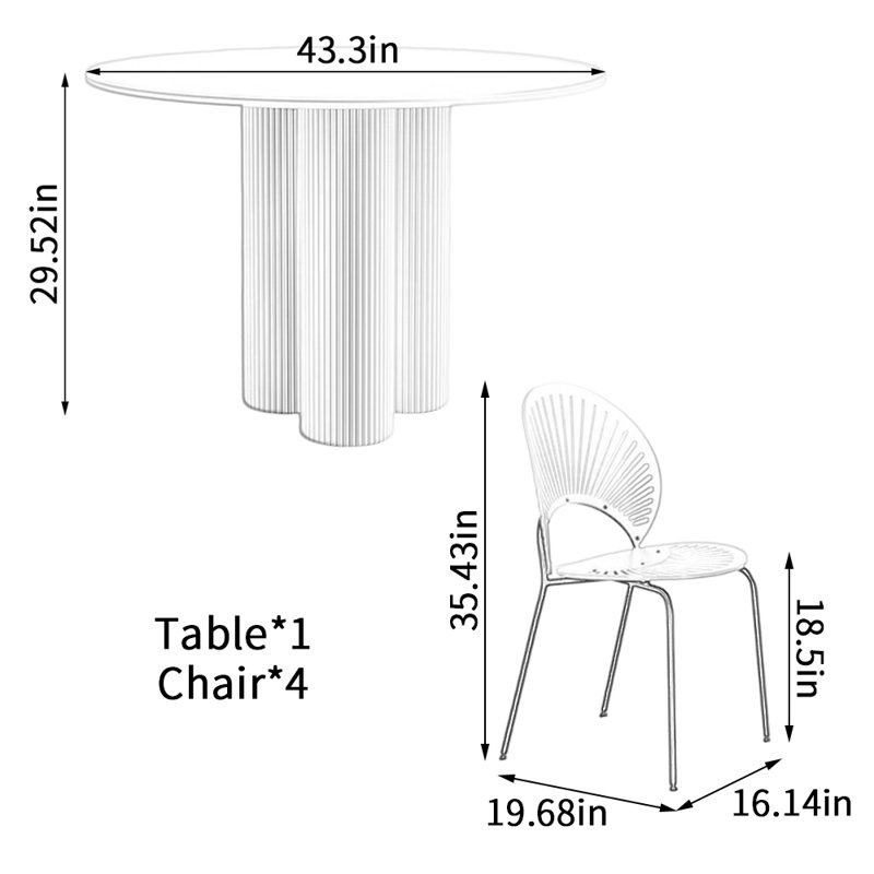 Ensemble de table ronde Simple, H 29,52 po x L 43,3 po x l 43,3 po