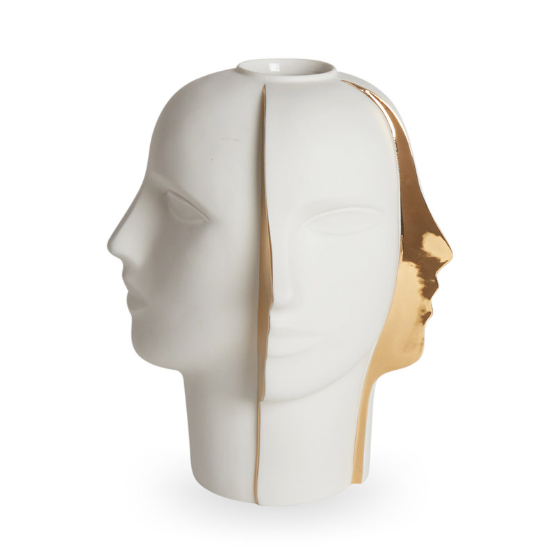 White and Gold Porcelain Novelty Table Vase