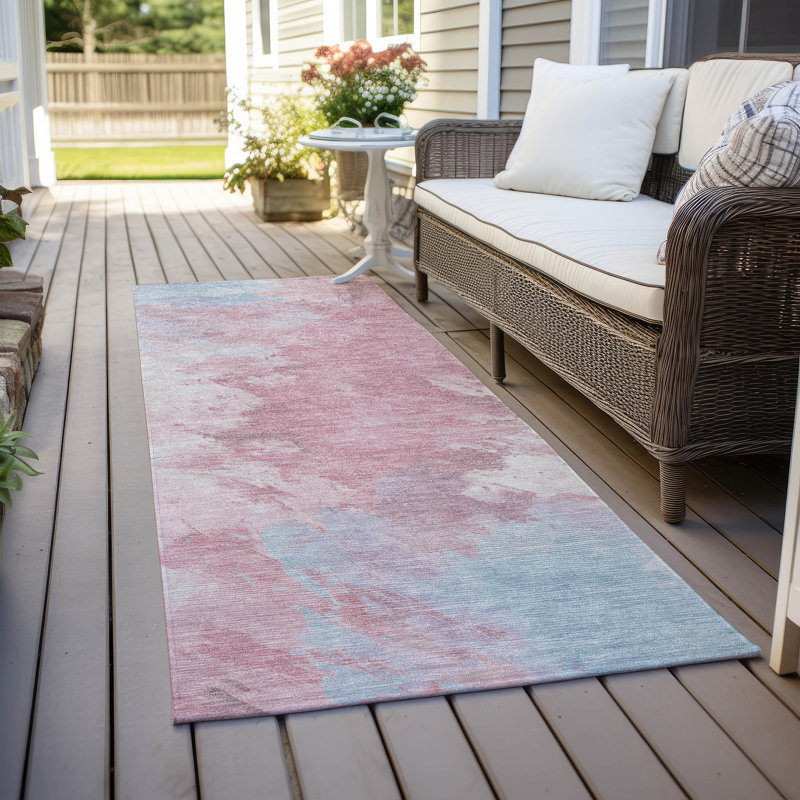 Machine Washable Indoor/Outdoor Cinead ACN1675 Blush Rug, Runner 2'3" x 7'6"