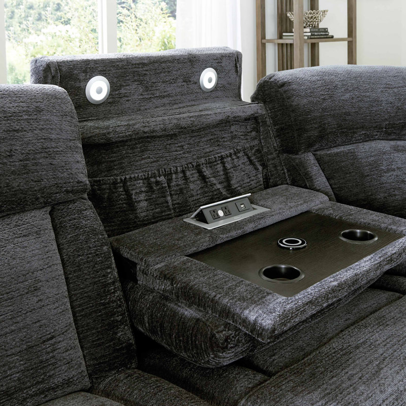Canapé modulaire inclinable électrique 6 pièces Pul, Gris anthracite Lucky