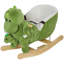 Peluche berçante en forme de dinosaure avec ceinture de sécurité et 32 chansons, ton vert, base en bois, 24,4 x 13 x 17,7 pouces