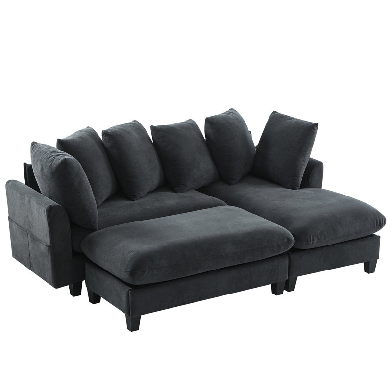Canapé modulaire en L de 83 po avec canapé L 83 po, Chenille noir