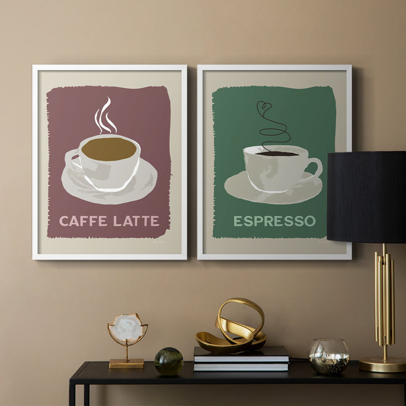 «Modern Coffee III», reproduction encadrée de qualité supérieure - prête à être accrochée - aucun clou requis - aucun clou requis