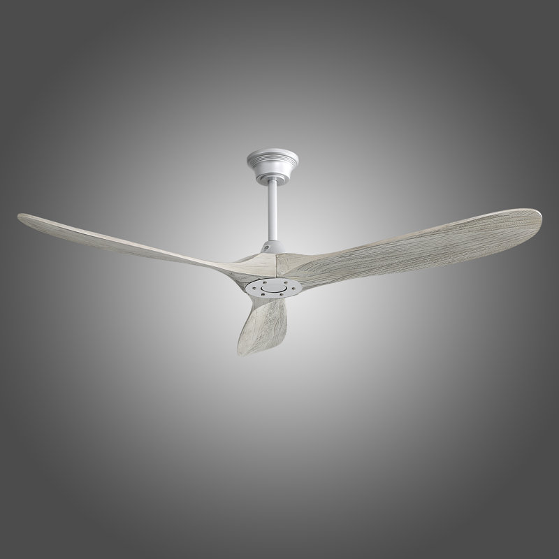 Nicola 60" 3 - Blade Standard Ceiling Fan with Remote Control, Sliver with Light Gray Blades
