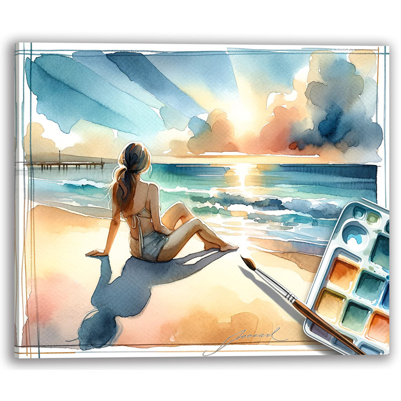 Art mural sur toile Sunlit Beach Reverie, H 12 po x l 12 po x P 1 po