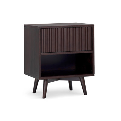Tremolo Open Shelf & 1 Drawer Nightstand with Push-Open Storage for Bedroom