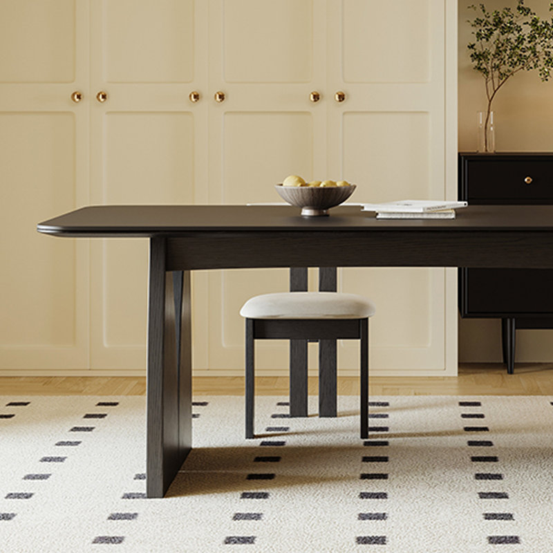 Table de salle à manger Retro Simple, H 29,52 po x L 70,86 po x l 31,49 po, Blanc/Noir, Noir, noir, noir, noir
