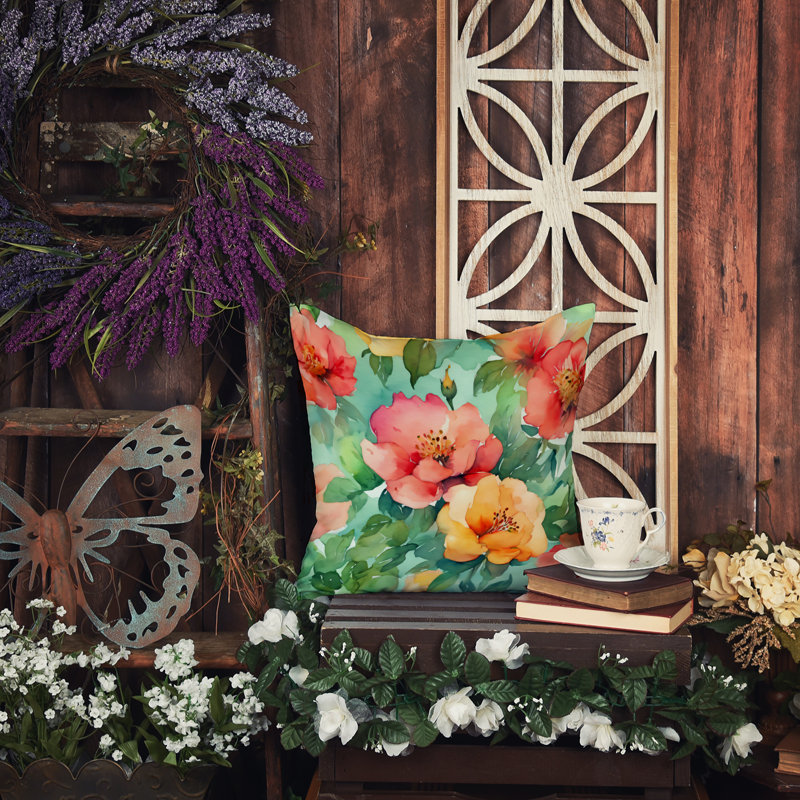 Coussin Georgia Cherokee Rose, Carré 14 po