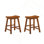 Casual Dining 18-Inch Height Saddle Seat Stools 2Pc Set Solid Wood Oak Finish Home Furniture
