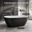 Baignoire ovale autoportante en acrylique de 150 cm (59 po) de profondeur, avec bonde centrale et trop-plein intégré, noir mat, profondeur d'immersion de 39 cm (15,5 po).