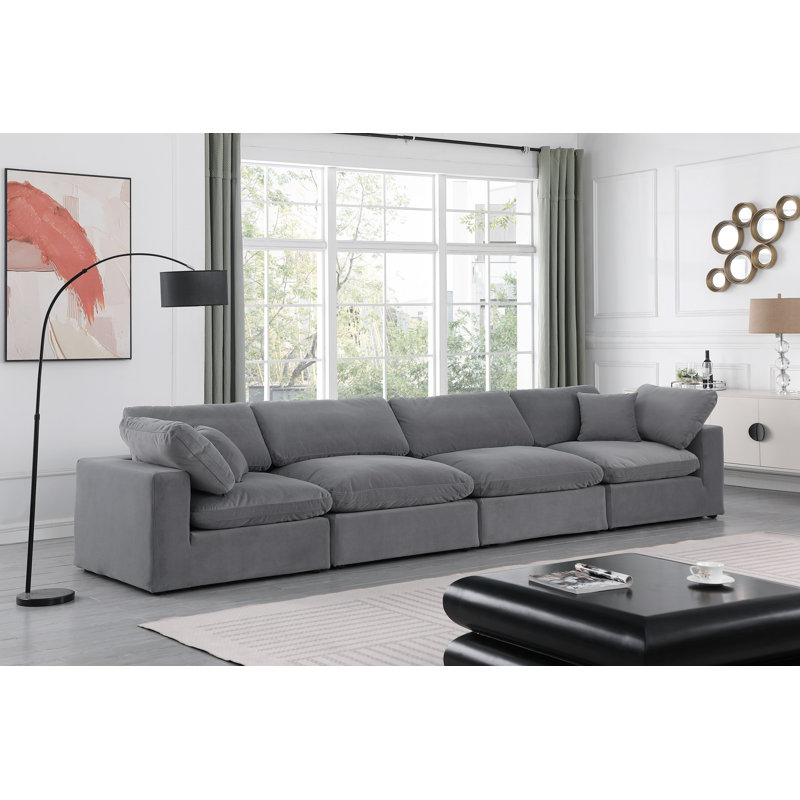 Canapé modulaire Isyla, Velours gris