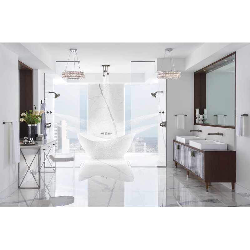 Levoir® Two-Handle Wall Mount Lavatory Faucet - Less Handles, Polished Nickel, Cross