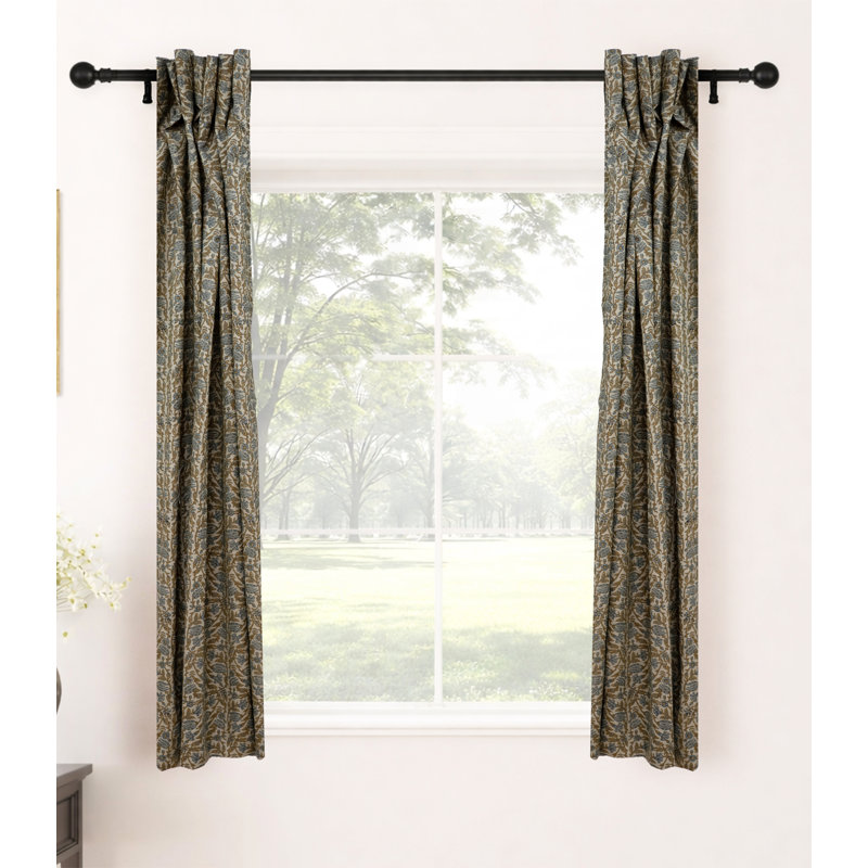 Rideau à panneau plat non doublé en lin de couleur vert foncé et vert à motif floral fait à la main pour le salon et la chambre à coucher, rideaux et rideaux en lin Boho Farmhouse