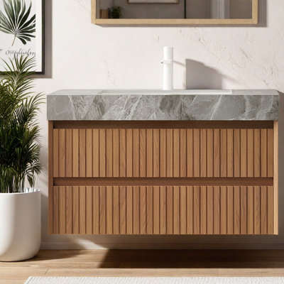 Meuble-lavabo moderne en chêne brun 36 po