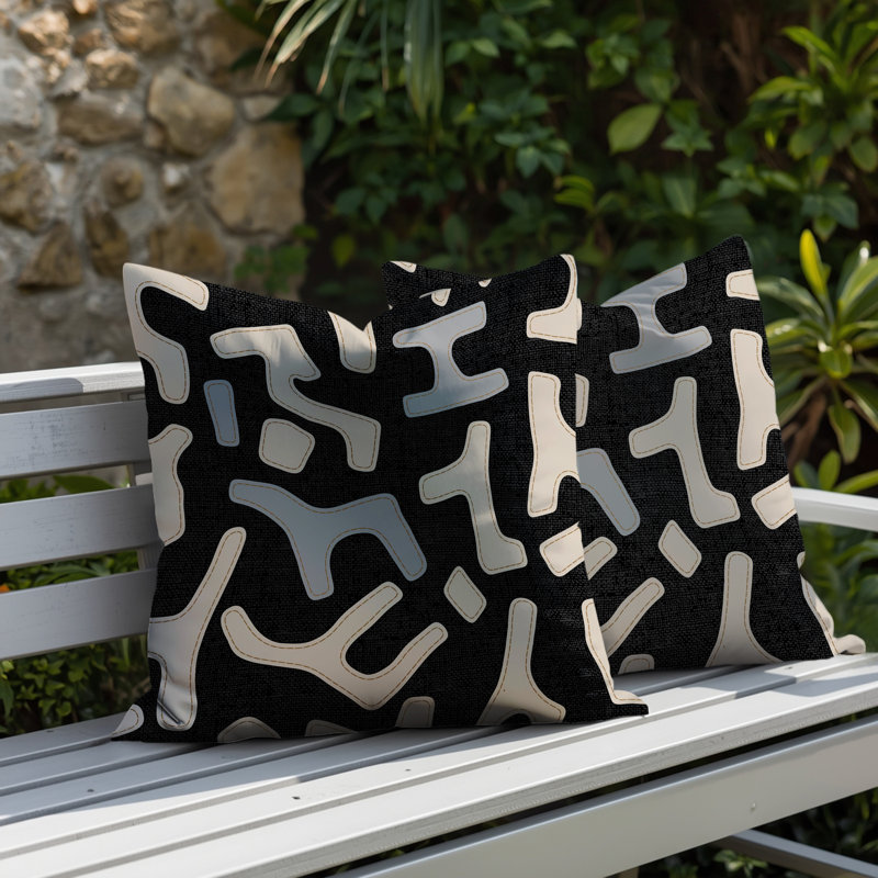 Coussin intérieur / extérieur 2 ensembles Mai, Gris, 18 x 18