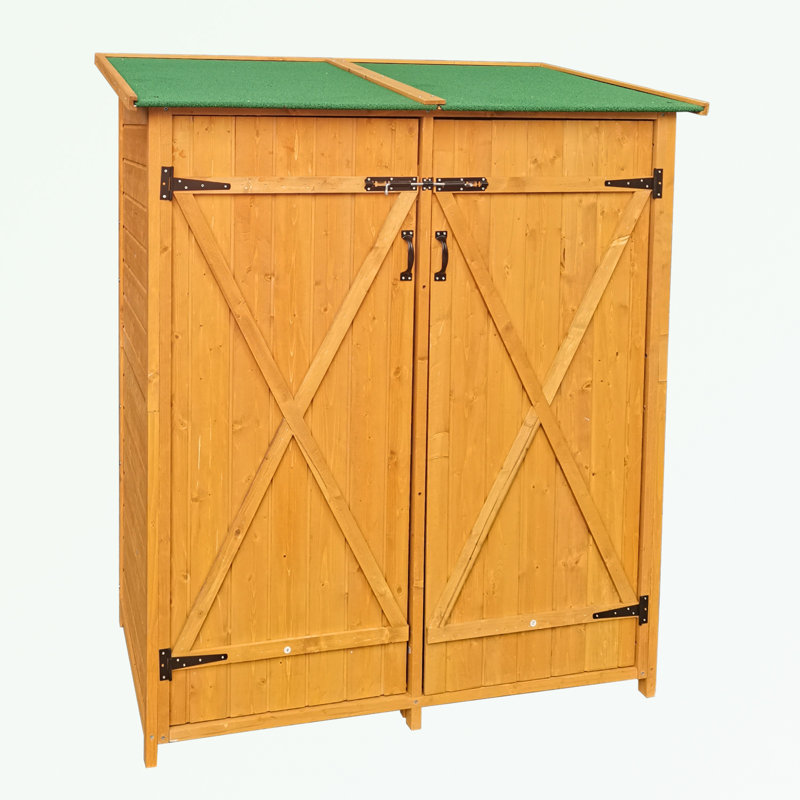 Remise en bois avec deux portes et tablettes