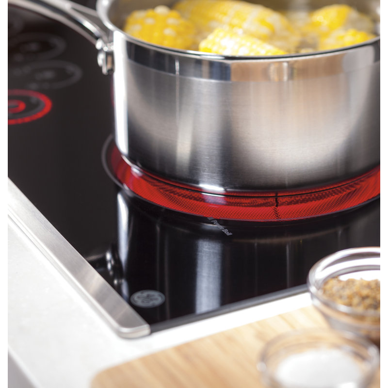 Downdraft Electric Cooktop, Black/Stainless Steel, Stainless Steel